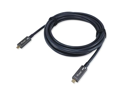 Equip 119462 Aktives optisches USB-C-zu-C-Kabel, Stecker/Stecker, 10 m, PD 60 W, 4K/60 Hz, 10 Gbit/s, Video+Daten+PD von Equip