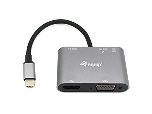 Equip 133483 USB-C Multifunktionsadapter 5-in-1-USB-C-zu-HDMI/VGA/USB 3.0/AUX/USB-C PD-Multiport-Adapter Equip 133483 USB-C Multifunktionsadapter 5-in-1-USB-C-zu-HDMI/VGA/USB 3.0/AUX/USB-C PD-Multiport-Adapter von Equip