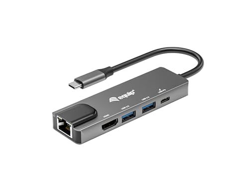 Equip 133489 USB-C 5-in-1-Multifunktionsadapter, HDMI, Gigabit LAN, USB 3.2 GEN1, 100 W USB PD von Equip
