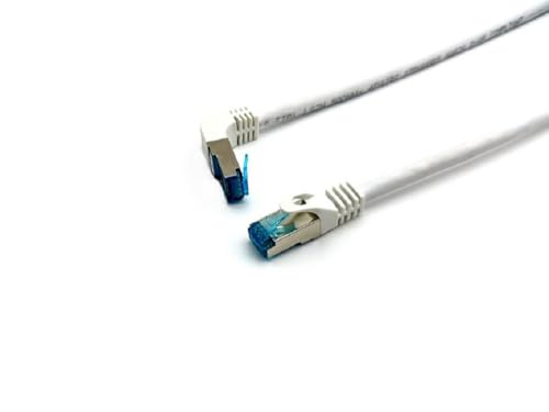 Equip 605804 Cat.6A S/FTP Patchkabel, abgewinkelter auf geraden Stecker, 5,0 m, weiß von Equip
