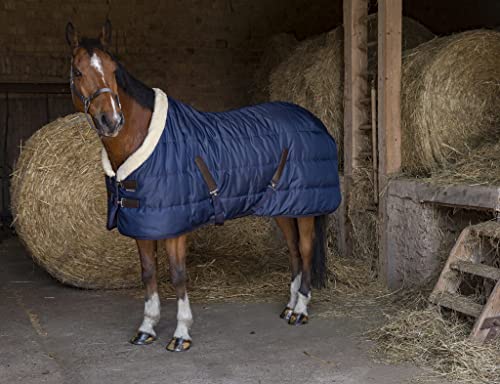 EQUITHÈME „Teddy" Stalldecke, Rückenlänge 135 cm, marineblau/ecru von Equithème