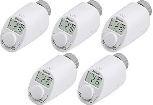 5er Set Eqiva Bluetooth® Smart Heizkörperthermostat, Heizungsregler, Heizkörper Thermostatkopf, Heizkörperregler, Thermostat von eqiva