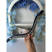 Geschwungener Stirnriemen "Teardrop" Silber Strassteine Glitzer Für Pony Vollblut Und Warmblut Stirnband Steine Edelsteine Trense von EquosImperi