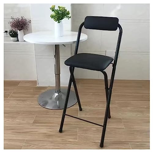 Eqvexd Klappbare Barstühle, Faltbarer Hocker, hohe klappbare Barhocker mit Rückenlehne, Fußstütze für Camping, Küche, Spielzimmer, 24 Zoll,65cm/25.5in-Black von Eqvexd