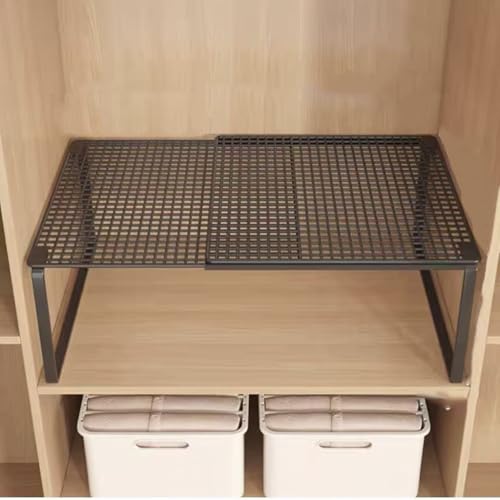 Metall-Spind-Etagen-Organizer, Verstellbarer Teleskop-Schrankregal-Organizer for Schränke, Schränke und Kleiderschränke(W27*H22*L27-38cm) von Eqvexd