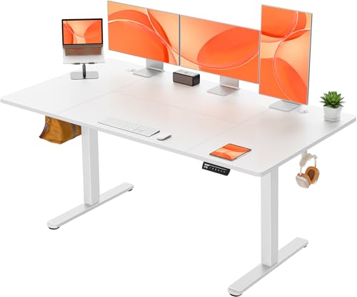 ErGear Elektrisch Höhenverstellbarer Schreibtisch 160x80 cm, Schreibtisch Höhenverstellbar mit 4 Memory-Funktion, Gaming Tisch mit Vierteilige Tischplatte von ErGear