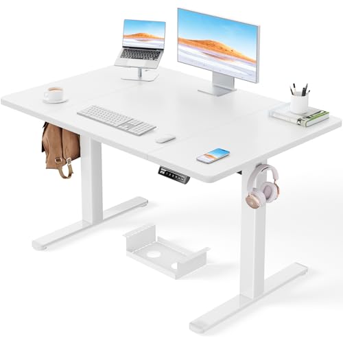 ErGear Höhenverstellbarer Schreibtisch-120 x 80cm,100 KG Tragkraft Elektrischer Schreibtisch mit Fortgeschrittenem Bürstenlosem Motor, Leise Funktion, Robuster Metallrahmen, Vierteilige Tischplatte von ErGear