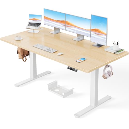 ErGear Höhenverstellbarer Schreibtisch-160 x 80cm,100KG Tragkraft Elektrischer Schreibtisch mit Fortgeschrittenem Bürstenlosem Motor, Leise Funktion, Robuster Metallrahmen von ErGear