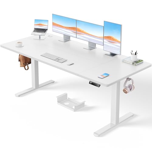 ErGear Höhenverstellbarer Schreibtisch-180 x 80cm,100 KG Tragkraft Elektrischer Schreibtisch mit Fortgeschrittenem Bürstenlosem Motor, Leise Funktion, Robuster Metallrahmen, Vierteilige Tischplatte von ErGear