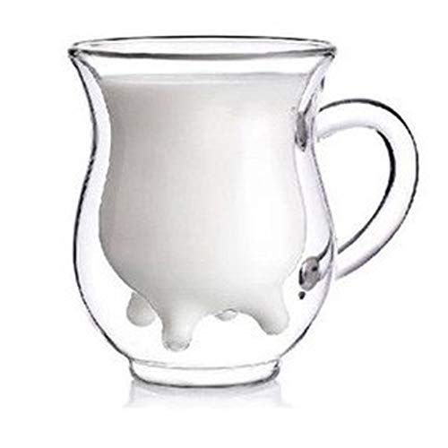 COW Udder shape double walled clear glass milk coffee tea mug cup handle Lesen Für Frauen 2,5+ (clear, One Size) von EraAja