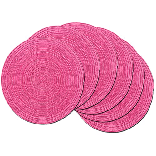 Coolmade Runde gewebte Tischsets Set mit 6 Esstischen Esstisch Unterlage (Hot Pink, One Size) von EraAja