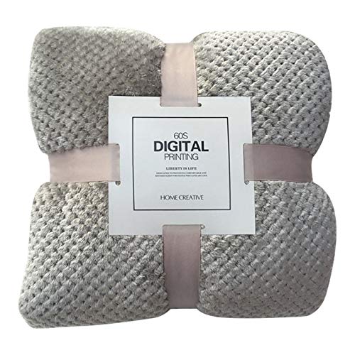 Weiche Mesh-Bettdecke, Fleece, atmungsaktiv, kariert, groß, warm, Flanelldecken, Heimtextilien Couch Decken Überwurf Schwarz (Grey, L) von EraAja