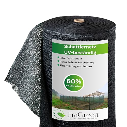 EraGreen Schattiernetz 2m x 1m (Meterware) - Sonnenschutz mit 60% Schattierwirkung für Pflanzen, Gartenzaun und Balkon - Abdunkelung für Gewächshaus - UV-stabilisiert und wetterfest von EraGreen