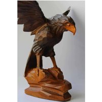 Großer Hölzerner Adler, Handgeschnitzter Adler Aus Holz, Holzadler Adlerfigur von EraRetro