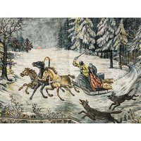 Seltene Große Vintage Wolle/Baumwolle Teppich Jagd, Wandteppich, Rustikaler Teppich, Bettüberwurf, Wolldecke, Alter Kelim, Gobelin von EraRetro