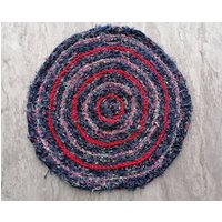 Runde Stuhlkissen, Geflochtener Teppich, Blauer Runder Teppich Für Rustikale Wohnkultur, Rote Handgemachte Matte Zum Verschenken, Kleiner von EraUSSRUA