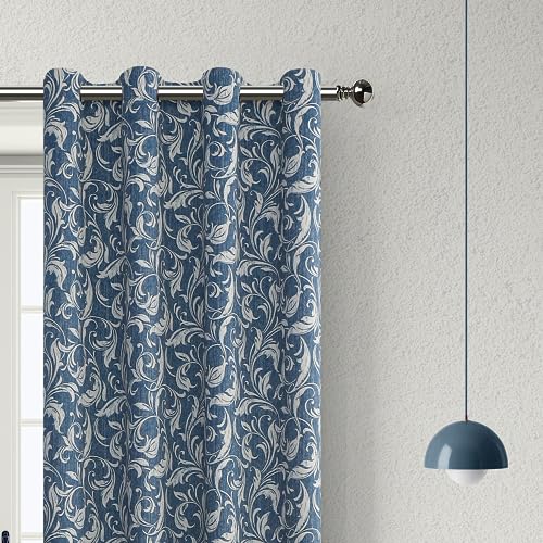 Erbnaryx Blaue Vintage-Vorhänge mit Blumenmuster für Bauernhaus, Wohnzimmer, Fenstervorhänge mit Schnörkelmuster, 80 % Verdunkelungsvorhänge für Schlafzimmer, Ösen oben, wärmeisolierte Vorhänge, 132 x von Erbnaryx