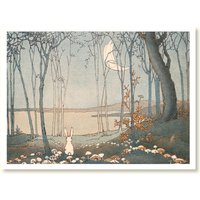 Hase Und Mond Osterdeko Mini Bild A5 Warme Farben von Erbsenbeetdesign