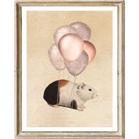 Meerschweinchen Bild Vintage Print Badezimmer Deko Poster von Erbsenbeetdesign
