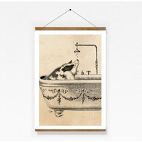 Poster Wandkunst Vintage Print Schwein Badet Collage Lexikon Wanddekoration Heißluftballon Ballon Original Erbsenbeetdesign von Erbsenbeetdesign
