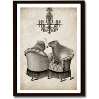Print Capybara Wasserschweine Im Gespräch Collage Poster Wanddekoration Vintage Stil von Erbsenbeetdesign
