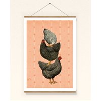 Print Hühnerpyramide Collage Poster Huhn Wandkunst von Erbsenbeetdesign