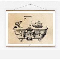 Vintage Print Greyhound Windhund Galgo Whippet Badet Collage Poster Lexikon Wanddekoration Hund Bad Badezimmer Deko von Erbsenbeetdesign