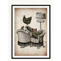 Vintage Print Hühner Plenum Unter Hühnern Collage Poster Lexikon Wanddekoration Huhn Wandkunst von Erbsenbeetdesign