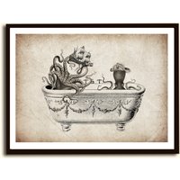 Vintage Print Krakenspass Poster Oktopus Tintenfisch Deko von Erbsenbeetdesign