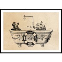 Vintage Print Terrier Badet Collage Poster Lexikon Wanddekoration Hund Bad Badezimmer Deko von Erbsenbeetdesign
