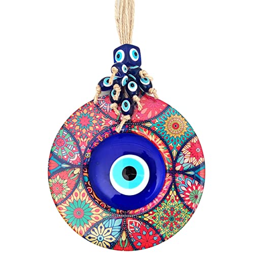 Erbulus Evil Eye Decor Mandala Wandbehang – 13 cm Holzkreis – türkisches Nazar-Amulett – Böser Blick Schutz Charm – Wandkunst Amulett in einer Box von Erbulus