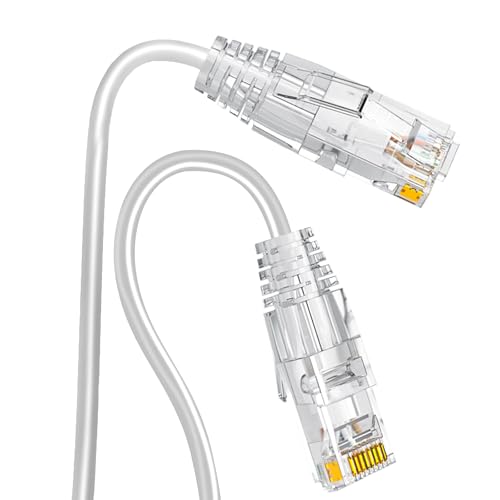 Ercielook Cat6a Patchkabel 0,3m (5 Stück), Cat6a Weiß Lan Kabel, 10Gbps 550Mhz Hochgeschwindigkeits Netzwerkkabel, 28AWG reines Kupfer kurzes Ethernet-Kabel für Patch-Panel/Netzwerkschrank von Ercielook
