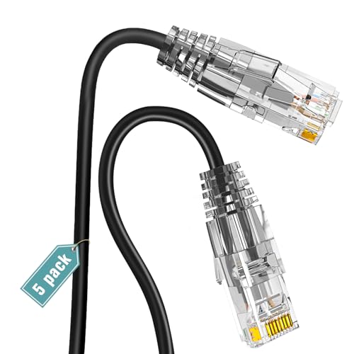 Ercielook Cat6a Patchkabel 0.15m (5 Stück), Cat6a Lan Kabel, 10Gbps 550Mhz Hochgeschwindigkeits Netzwerkkabel, 28AWG reines Kupfer kurzes Ethernet-Kabel für Patch-Panel/Netzwerkschrank von Ercielook