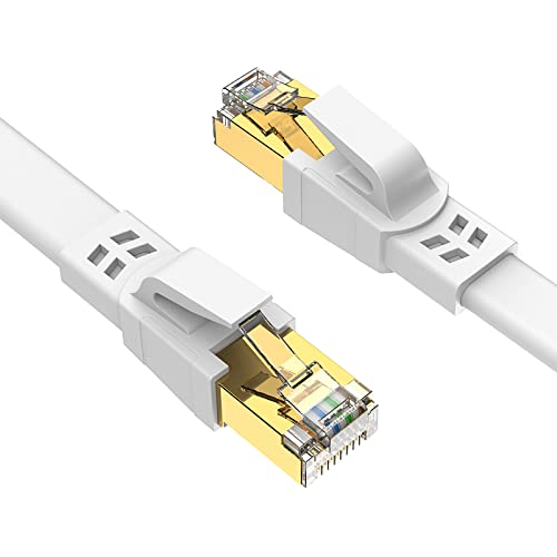 Ercielook Lan Kabel 3m-2 Stück - Hochgeschwindigkeits-Cat8-Netzwerkkabel für den Außen- und Innenbereich, 40 Gbit/s mit vergoldetem RJ45-Stecker, wetterfest, UV-beständig für Router/Gaming/Modem von Ercielook