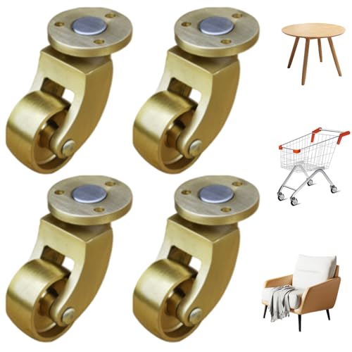 Castors Räder Sets 4, 360-Grad-Drehmöbel Rollen, antike Hochleistungskupfer-Schreibtischräder für Sofa Trolley-Stühle Kabinett Bettfurpe Rollen von Ercoiong