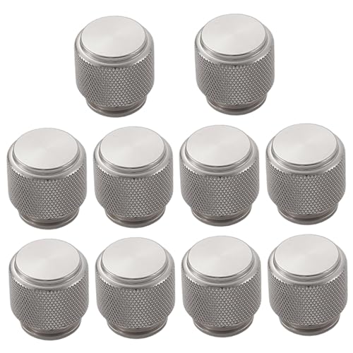 Ercoiong 10 Stück gebürstete Nickelschrankknöpfe leichte Luxus silberne silbernen Griff Küchenschrank Runde Schublade Ziehen für die Heimküche von Ercoiong