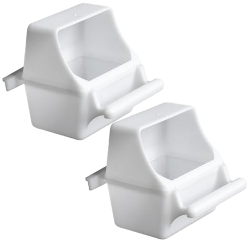 Vogelkäfig-Feeder 2pcs 3x2x3.5 spritzbrichtssicherer weißer Kunststoff-Vogel-Futterhäusch von Ercoiong
