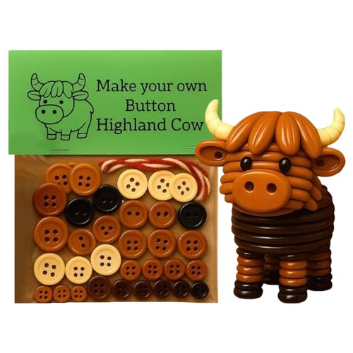 Bastelset zum Selbermachen, niedliches Highland-Kuh-Bastelset, handgefertigte Weihnachtsknöpfe, Ornamente, Set für Innenhof, Terrasse, Gartenpartys, Urlaub, Rasen, Fensterbänke von Erconsso