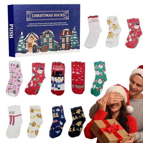 Erconsso Adventskalender,24 Tage Weihnachts Countdown Kalender | Socken Set Geschenkefüller für Familienaktivität Erwachsene Jugendliche Festparty Zuhause Schule Unterricht von Erconsso
