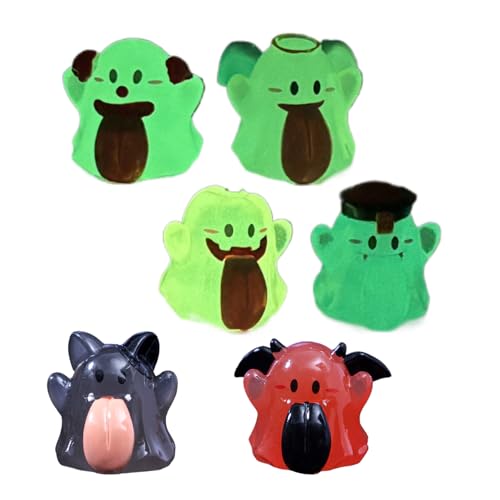 Erconsso -Dekoration | 6 Stücke Nachleuchtende Auto Deko,Resin Halloween Figur Mit Großer Zunge Für Schreibtisch Garten Auto Innenbereich Außenbereich Zuhause von Erconsso