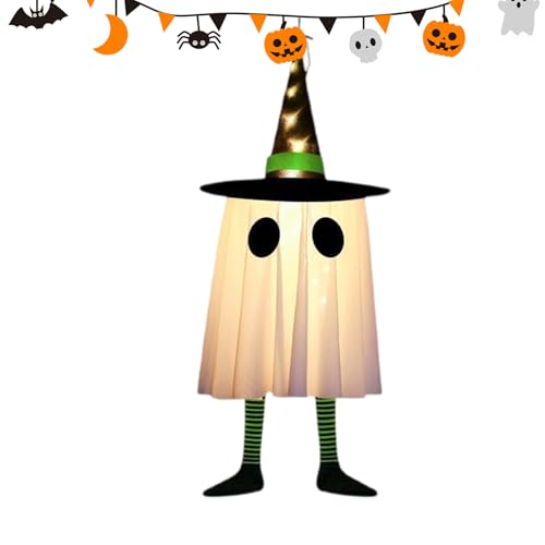 Erconsso Halloween Baumschmuck - Beleuchtete Gespenster Deko Für Garten,Gruselige Spukhaus Deko, Festtagsschmuck Für Fenster Wand Tür Wohnzimmer Gartenbereich von Erconsso