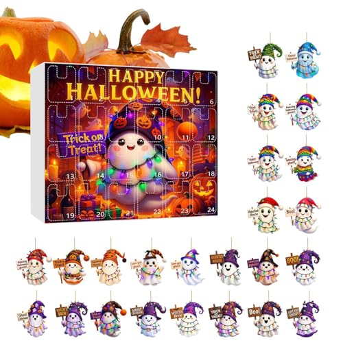 Erconsso Halloween Countdown Kalender | Weihnachts Countdown Kalender 24 Tage Geist Adventskalender - Festliches Acryl Deko 2D Wanddekoration Für Haus Party Wand Festliche Heimaktivitäten von Erconsso