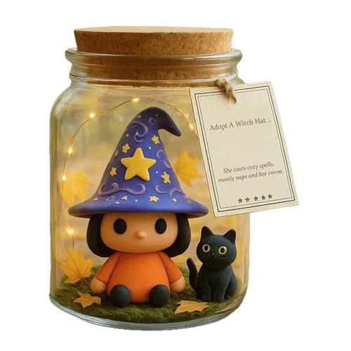 Erconsso Halloween Deko-Figur - Hexe Und Katze Im Deko,Fotografie Deko Für Schlafzimmer Studentenzimmer Küche Arbeitszimmer Eingangsbereich von Erconsso
