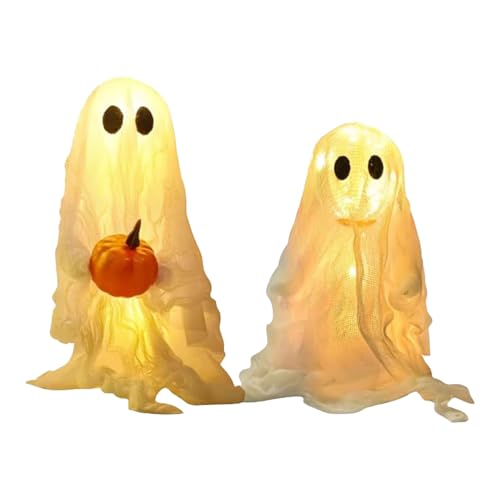 Erconsso Halloween Dekoration,Geist Figur Für Halloween - 2 Stücke Beleuchtete Gothische Festliche Deko Für Fenster Wohnung Garten Tisch Party von Erconsso