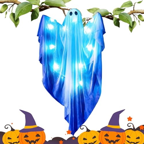 Erconsso Halloween-Geist, Halloween dimmbare leuchtende Geisterdekorationen, gruselige, niedliche hängende Figuren, Statue mit Geräuschen für Hof, Nacht, Party, Fenster, Zuhause, Tür, Innenveranda Erconsso Halloween-Geist, Halloween dimmbare leuchtende Geisterdekorationen, gruselige, niedliche hängende Figuren, Statue mit Geräuschen für Hof, Nacht, Party, Fenster, Zuhause, Tür, Innenveranda von Erconsso