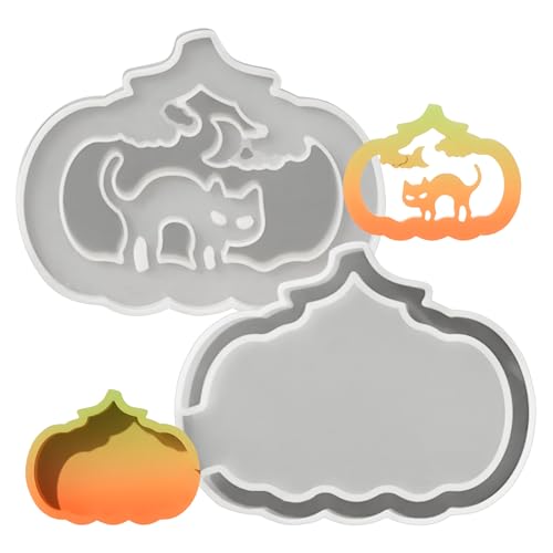 Erconsso Kürbisformen | Halloween-Kürbislaternen-Gussformen aus Kunstharz – wiederverwendbarer Kerzenmacher für Spukhaus, Fenster, Gips, Tischregal, Outdoor, LED- , Erwachsene, Garten von Erconsso