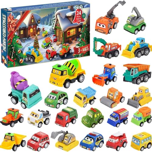 Erconsso Weihnachtskalender Countdown | 2025 Countdown Kalender Mit Rückzieher Auto Figur,Spielzeugauto Für Jugendliche Mädchen Kinder Kleinkinder Freunde Schwestern von Erconsso