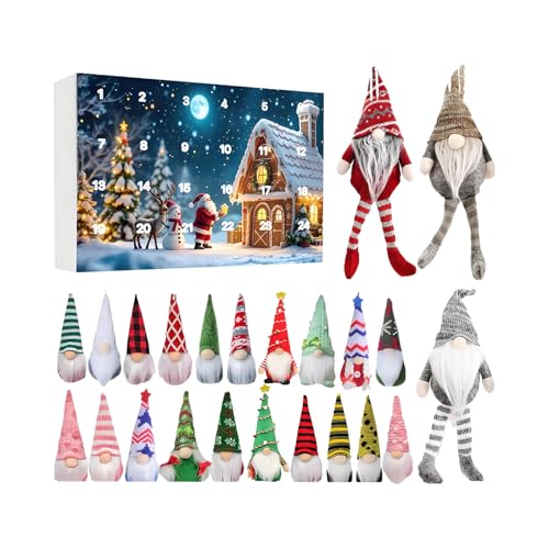 Erconsso Weihnachtszähler Kalender,Kuschel Wichtel Deko Für Kaminsims - 24-Tage Adventskalender Wichtel Figuren Deko Für Tisch Desktop Kaminsims Weihnachten Winter Mädchen von Erconsso