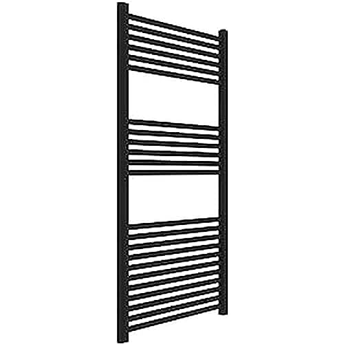 ERCOS Handtuchwärmer Badetuchwärmer Abmessungen 600x1200 MM Heizkörper Farbe Schwarz Matt, 1/2" Anschlüsse Geliefert mit Montagesatz und Thermostabilisierungsventil und Lockshield Kit 1/2" von ERCOS