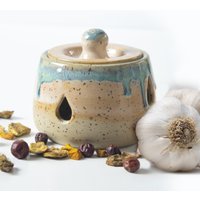 Keramik Knoblauchhalter, Knoblauchbehälter Halter, Handgemachte Keramik, Küche Dekor, Kleines Geschenk von ErdemErsoyCeramics